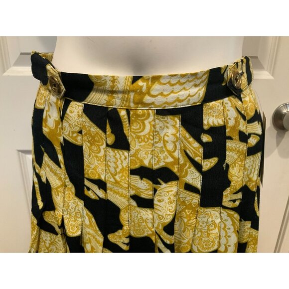 Maeve Yellow, Navy Blue & White Horse Patterned A-Line Skirt, Size 0 (US) - Picture 2 of 7